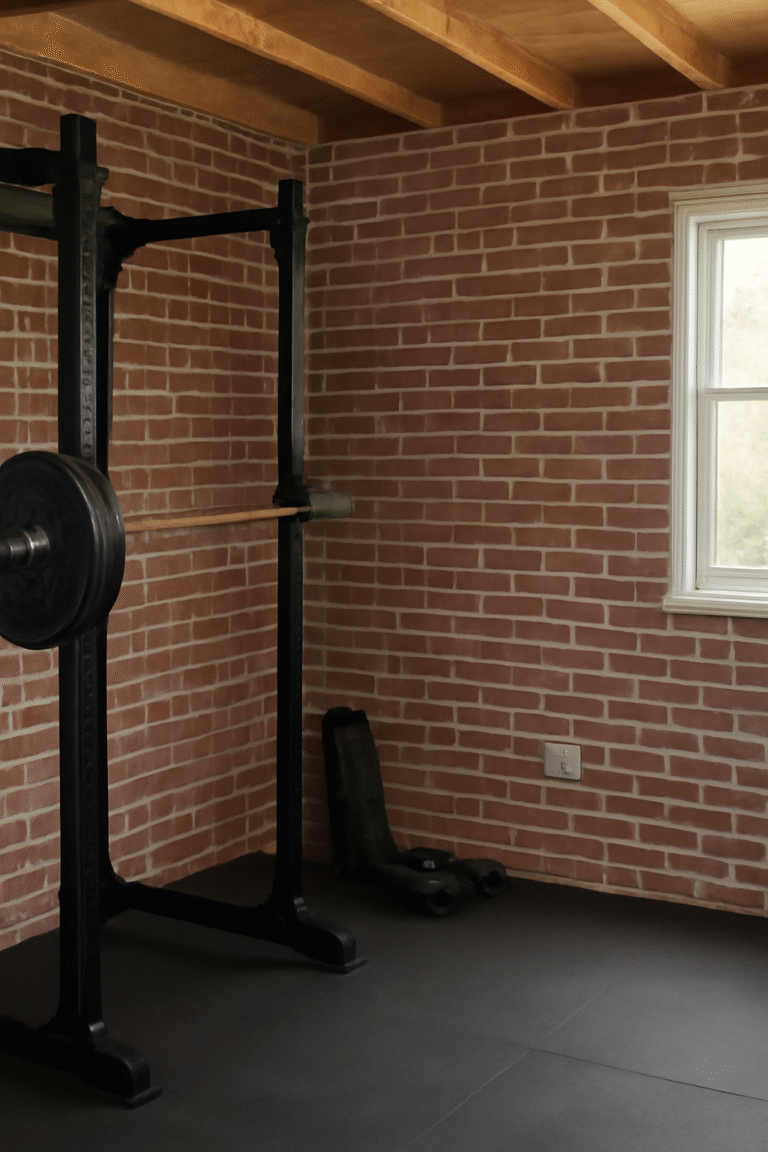 diy faux brick wall in the gym shed image