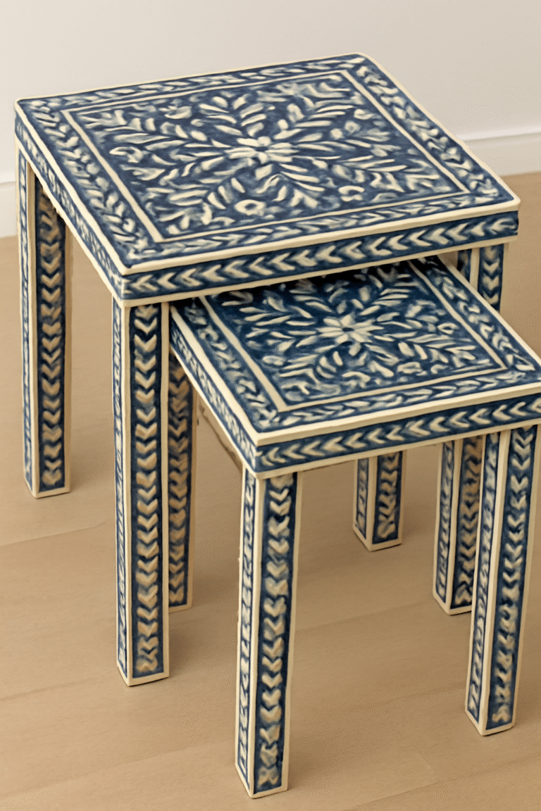 faux bone inlay nesting tables makeover image